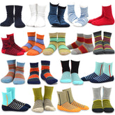 TeeHee Kids Toddler and Boys Socks Sports and Fun Cotton Crew Socks 18 Pair Pack with Gift Box Stripes